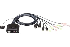 ATEN CS22DP USB DisplayPort Cable KVM Interruptor con selector remoto, 2 puertos