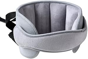 LATRAT Ceinture d'aide à la Tête pour Siège d'auto pour Enfant, appuie-tête réglable pour siège de sécurité enfant, Confortable Cale Cou Oreiller Tête Fixation Holder Repose Protéger Coussin, Gris