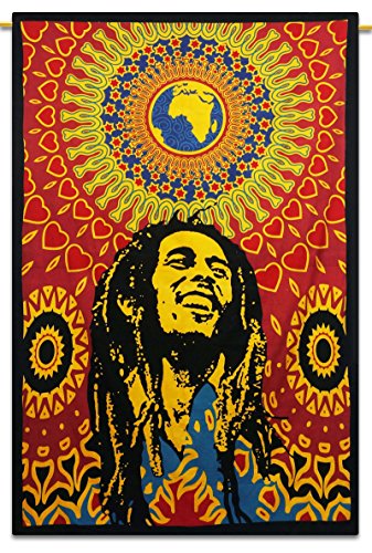 Bob Marley Indian Cotton Tapisserie Wandbehang Twin-Size-Picknick-Dekor-Wurf 84" x 56" Zoll