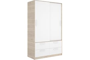 DEKIT GRUPO RIMOBEL SLIDE - Armario de dos puertas correderas y cuatro cajones - BLANCO / NATURAL - 204 x 120 x 160