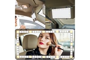 VICTOP Specchio da trucco per auto 3 modalità di illuminazione, alimentato da tipo C, dimmerabile, con visiera parasole con schermo touch, specchio da trucco da donna
