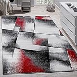 Alfombra De Diseño Para Sala De Estar Pelo Corto Rojo Gris Negro, tamaño:60x100 cm