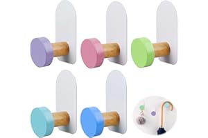 RobLuX Gancho Adhesivo 5 Piezas Ganchos Autoadhesivos Coloridos Ganchos para Colgar sin Taladrar para Baños Multifunción para Baño Cocina Oficina（Cinco Colores）