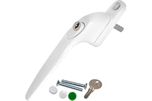 TRULY PVC SUPPLIES White Yale UPVC Window Handle Inline Double Glazing Universal Key Locking Espag - 10mm Spindle