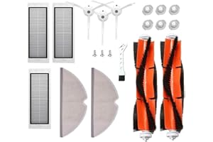 MTKD® Kit 17 Pièces de Rechange pour Roborock S50 S51 S55 S5 S6 - Accessoires pour Robot aspirateur Xiaomi MI Mijia - Brosse Principale, Brosse latérale, Filtre HEPA et Mopa.