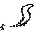 33 Beads Natural Stone Tasbih Prayer Beads – Misbaha for Dhikr & Tasbeeh – Ramadan & Eid Gift for Men & Women – Aqeeq Tesbih, Masbaha, Black Bead, Turquoise, Emerald, Natural Stone Beads