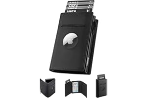 YESIIW AirTag Portafoglio da Uomo per Apple Air Tag, con Blocco RFID, Portafoglio Uomo in Pelle, con Porta Carte di Credito Pop-up con Tasca per Monete e Clip per Soldi, Regalo Uomoo (Nero)