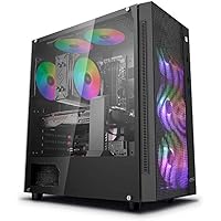 DeepCool Matrexx 55 Mesh Case ATX PC Gaming 0.6MM SPCC con 4 Ventole 120mm RGB Rainbow Addressable 5V ADD Front Panel Mesh & 
