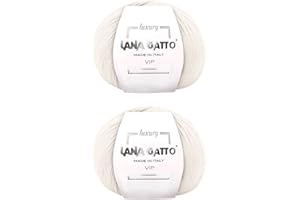 KALAPANTA Gomitoli Cashmere e Lana merino extrafine per lavoro a maglia, Lana Gatto Linea Vip, 100 gr., 400 mt, (Avorio - 1001, 2)