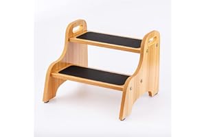 ‎STRONGTEK StrongTek Wood 2 Tritthocker für Kinder mit Rutschfester Trittfläche, tragbaren Griffen, rutschfesten Fußpolstern und 160kg. Kapazität, Mehrzweck-Schwerlaststütze(Nature)