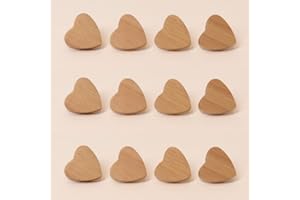 HOLZHERZEN Möbelknöpfe Holz Herz 12 Stück - Schrankknöpfe Kinder, Holzknöpfe für Kommoden, Möbelgriffe Holz 12er Set
