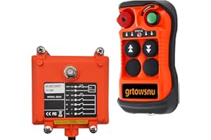 GRTOWSNU 2-Button 12-24V AC/DC Wireless Crane Remote Control Industrial Radio Controller for Electric Chain Hoist Overhead Bridge Lifting Crane Transmitter and Receiver
