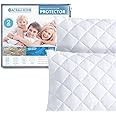 ACRALI HOME Quilted Pillow Protectors 2 Pack Zipped - 50x75 cm Hypoallergenic Pillowcase Protectors - Soft & Breathable Luxurious Pillow Cover for Comfortable Sleep