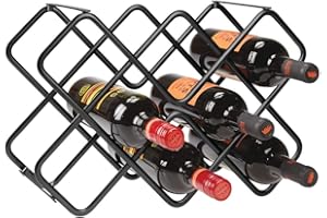 mDesign Range Bouteille pour vin – Joli casier à Bouteille en métal à Trois étages pour Jusqu’à 8 Bouteilles – Porte Bouteille autoportant pour Boissons et Bouteilles de vin – Noir