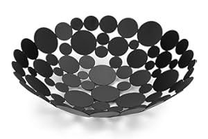 SUMNACON Cesto porta frutta da banco in metallo, per cucina e pranzo, cestino per frutta, pane e verdura, nero