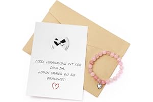 GOTDYBST Girlfriend Gift, Courage Gift - Includes Pocket Hug Lucky Charm, Rose Quartz Bracelet, Get Well Soon Gifts, Motivational Gifts for Women, Colleagues, Best Friends, Stainless Steel