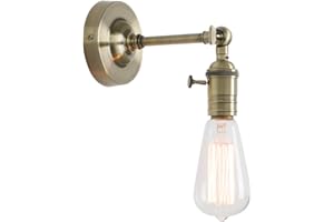 Phansthy Industrial Wall Light with Switch Adjustable Arm Vintage Loft Wall Lamp Indoor Sconce Lighting Fixtures E27 Socket (Bronze)