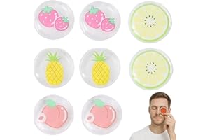 JISRKP 8 Pcs Kids Ice Packs, Mini Ice Packs for Kids, Small Ice Pack for Bumps and Bruises, Headache, Fever, 7x7cm Reusable with Fun Fruit Designs (Pineapple, Strawberry, Peach, Lemon)