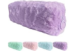 BELUIN Estuche Escolar para Niña, Mujer O Adolescente - Estuches Escolares para Guardar Material De Papelería O Maquillaje De Peluche En Color Pastel - Neceser Pequeño para Chica De Un Compartimento (Lila)