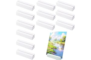 FeiOne 12 Stück Weiß Kartenhalter Holz, tischkartenhalter, postkartenhalter, menükartenhalter, fotohalter holz für Heim, Kaffeebar, Laden, Hochzeits und Postkarten