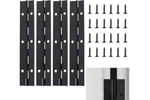 LINYIJOY 4 Stück Klavierband 15 cm, Klavierband Edelstahl Klavierband Scharnier Klavierscharnier mit 24 Schrauben, Edelstahl Scharnier Klavierband Stangenscharnier für Klavier Kabinett Tür(Schwarz)
