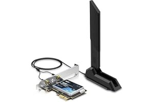 HCX Carte WiFi 6 AX3000Mbps, Bluetooth 5.2, Bi-Bandes 5GHz/2.4GHz, WPA3, Double Antenne à Base magnétique, Intel AX200 160MHz, PCIe x1, Compatible Windows 10/11