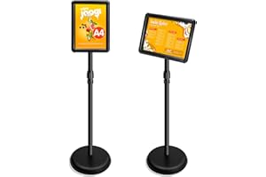 VAIIGO A4 Infoständer Höhenverstellbar Aluminium DIN A4 Plakatständer Informationsständer Präsentationsständer Werbeständer mit Sicherheitsecke (Schwarz, A4)