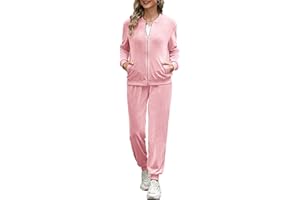 Irevial Survetement Femme Velours Jogging Femme Ensemble Manches Longues Hiver Tenue de Pyjama Sweatshirt Zippé et Pantalon ensemble de pyjama pour l'automne et l'hiver