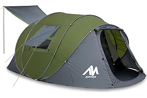 AYAMAYA Tent 4-6 Person/Man, Camping Instant Pop Up Tents [5 Window] Waterproof Double Layer 4 Season Tents Big Family Shelter for Backpacking Beach Picnic Outdoor - CE Approved