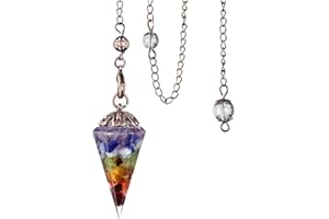‎JSDDE JSDDE Schmuck Harz Edelstein Pendel Farbverlauf Heilsteine Vintage Blume wire wrap Pendulum Pendel Anhänger mit Kette für Reiki Heilung Dowsing Scrying Balance Armband (Chakra)