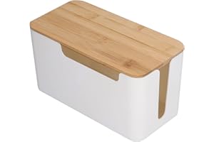 BUACHOIS Caja Organizadora de Cables,Caja para Gestionar de Cables con Tapa de Madera,Caja de Cables Grande para Esconder los Cables,para Cables de TV, Ordenador, Router, Hub USB