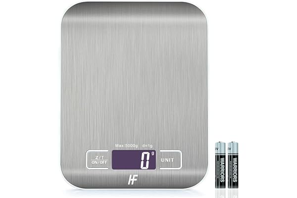HomeFashion bascula cocina balanza cocina peso de cocina digital Báscula con Pantalla LCD, Acero Inoxidable, Balanza de Alimentos Multifuncional 5 kg/11 lbs