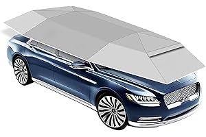 TERMALY 4.6 m Car Cover Umbrella Sun Protection Tent, Outdoor Anti-UV Sun Protection Canopy Cover, Automatic Movable Mobile Garage Car Cover, Silver