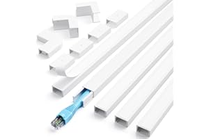 kinkaivy Electrical Cable Trunking 2 M, TV Cable Hider for Wall, Paintable PVC Cable Cover, Cable Trunking Self adhesive to Hide a Single Power Cord in Home or Office, 5X L40 cm, W1.5 cm, H1 cm