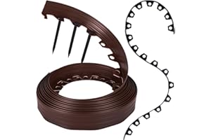GARDENIX Bordo flessibile per prato, in plastica, resistente alle intemperie, rotondo, per aiuole, 10 m, 20 ancore, altezza 6 cm, per giardini e robot tosaerba