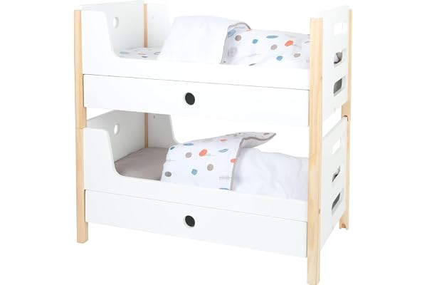 Small Foot 11811 Lit Little Button, avec des Compartiments pour Le Rangement des Accessoires de la poupée Toys, Blanc, Piccolo