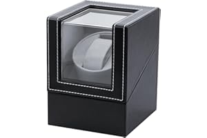 ‎MCBAZEL Mcbazel Automatik Uhrenbeweger 1 Uhr aus PU-Leder, leiser Watch Winder für Automatikuhren – Uhrenbeweger mit japanischem Motor, Batteriebetrieb oder Netzteil, schwarz