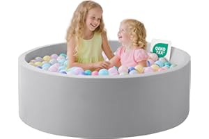 XH.EASY GO Ball Pit for Toddlers Baby Ball Pits Soft Memory Foam Round Kids Ball Pit Indoor Game Play Ball Pool 35.4''x11.8'' (Gray, NO Balls)