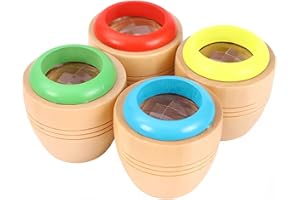 OFKPO 4 pezzi giocattolo per bambini in legno effetto ape occhio mini caleidoscopio magico per osservare il mondo colorato divertente regali per bambini