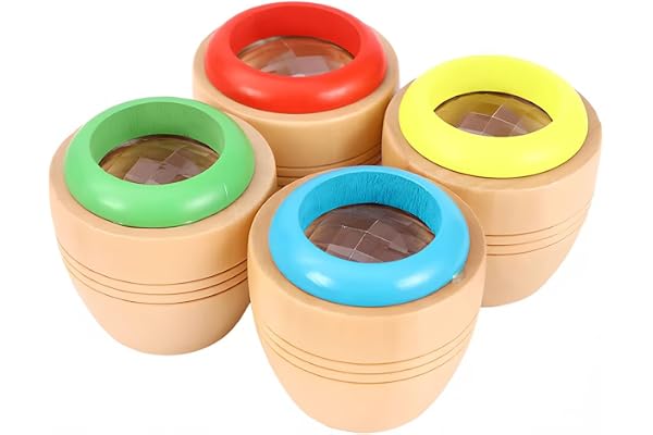 OFKPO 4 Pcs Mini kaléidoscope en Bois Magical, Kaléidoscope en Bois Magique Jouet D'éducation pour L'apprentissage des Enfants