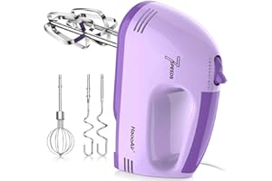 Haooair Elektrischer Handmischer, Kompakter 7-Gang Mixer, Spülmaschinengeeignetes 304 Zubehör (1 Schneebesen, 2 Knethaken, 2 Rührstäbe), Mischt verschiedene Zutaten, Anfänger und Bäcker