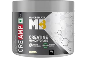 MuscleBlaze Creatine Monohydrate CreAMP™, Trustified Certified Creatine (Unflavoured, 100 g / 0.22 lb, 33 Servings)