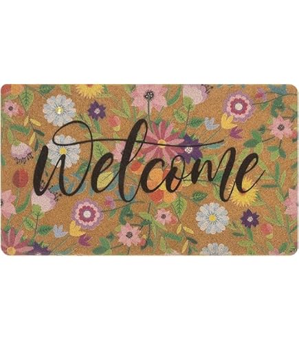 🚪 Entrada Alegre Y Funcional: Tapete De Coco Lovettloomed Con Estampado Funky. Absorbe Tierra, Antideslizante Y Súper Colorido.