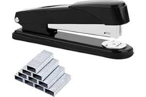 ASNOMY Heavy Duty Stapler with Box of 1000 24/6mm Staples (50 Sheet Capacity), Office Stapler and Staples Set for Paper (Black)