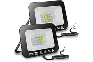 EXTRASTAR 20W LED Floodlight Outdoor, 1800LM Super Bright LED Security Lights, IP65 Waterproof Flood Light Wall Lights for Garden, Garage, Warehouse, Backyard and More - 3000K Warm White, 2 Pack