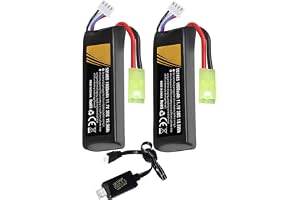 2 st uppladdningsbart Airsoft-batteri 11,1 V LiPo 1 800 mAh 30 C Mini Tamiya hobbybatteri med 11,1 lipo USB-laddare för Airsoft Guns Model splatrball