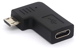 OPENII Right Angle Type C OTG Adapter, USB C Female to Micro USB Male OTG (On the Go) Adapter Charging Data Sync Converter (Micro Male To TypeC Female)