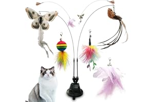 ZDQC 8 campane per gatti, bacchetta magica interattiva, con ventosa, per pesca di gatti con piume e campanelle, bacchetta magica per gatti, giocattolo interattivo per gatti con piume