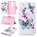 Produktbild Honghushop PU Leder Hülle für Nokia 6 2018 Brieftasche Klapphülle Flip Case Grüner Schmetterling Design Ledertasche Schutzhülle für Nokia 6 2018 Stand Folio Hülle Etui Scratch Magnetverschluss Fächern Karten Handyhülle für Nokia 6 2018
