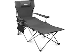 ‎APOLLO WALKER apollo walker Campingstuhl Faltbar - 6 Unterstützungspunkt strandstuhl mit beinauflage, Einstellbar 90° - 130° liegestuhl Outdoor, mit abnehmbarem Kissen & Tragetasche, klappbar leicht campingstühle